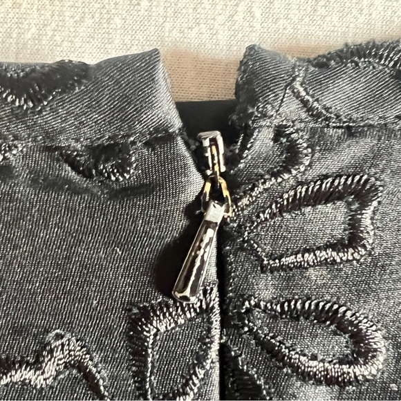 Y2K I.N.C. Silk + Cotton Black Floral Embroidered Mini Skirt, Size 10 - Picture 6 of 8